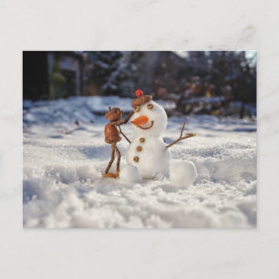 Acorn Elf skapar ett snögubbe-vykort Vykort