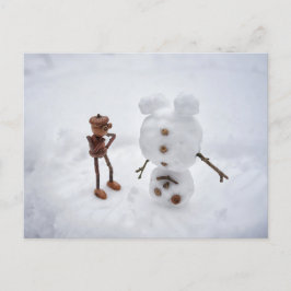 Acorn Elf skapar ett snögubbe-vykort Vykort