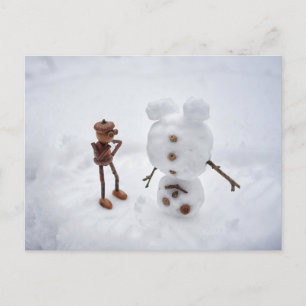 Acorn Elf skapar ett snögubbe-vykort Vykort