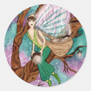 Acorn Fairy Sticker Runt Klistermärke