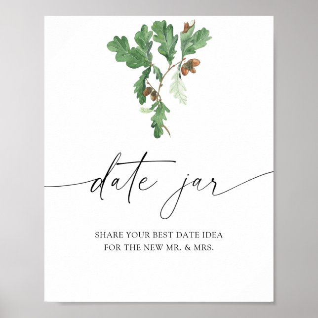 Acorn gren - dejtnattsidéer. Datum burk möhippa Poster (Framsidan)