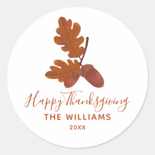 Acorn "Happy thanksgiving"-Personligen Runt Klistermärke
