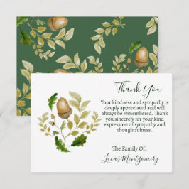 Acorn Oak Funeral Tack, sympati Anteckningskort