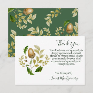 Acorn Oak Funeral Tack, sympati Anteckningskort