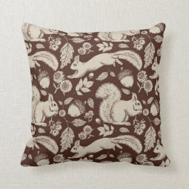 Acorn Squirrel Burgundy Dekorativ kudde