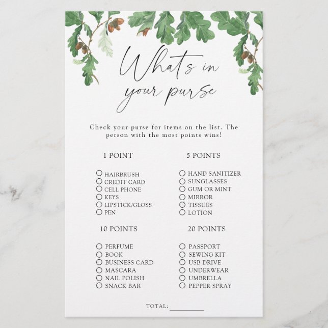 Acorn träd - Vad är det i ditt handväska? (Framsida)