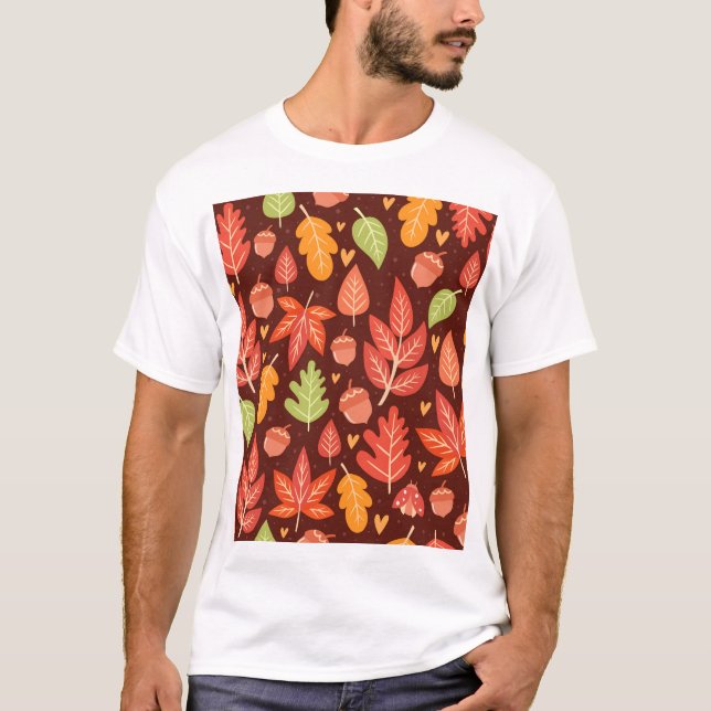 Acorns, höst löv, tapet t shirt (Framsida)
