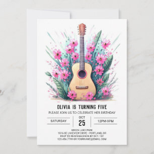 Acoustic Ballad Guitar Birthday Inbjudningar