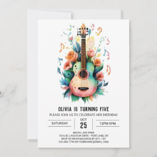 Acoustic Ballad Guitar Birthday Inbjudningar