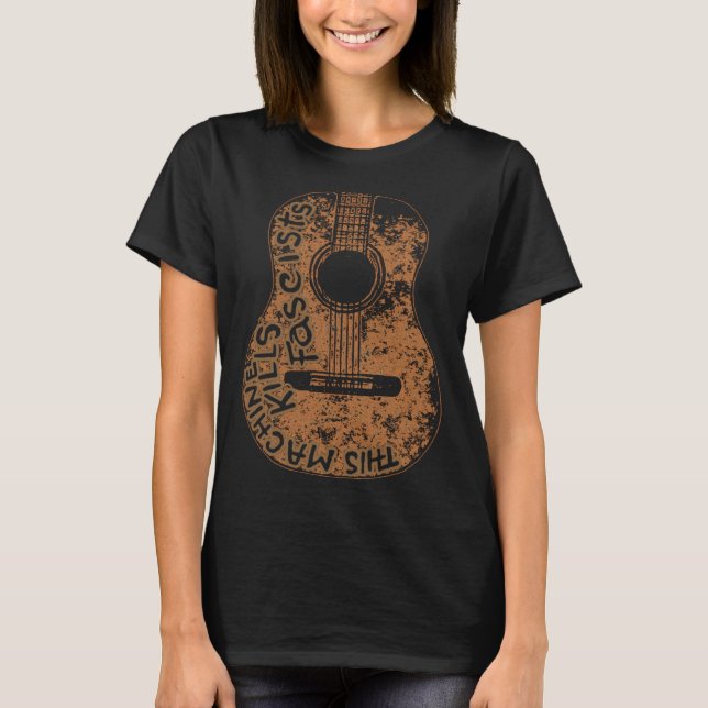 Acoustic Guitar Artistic Woody Music Song Guitaris T Shirt (Framsida)