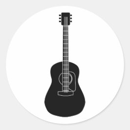 Acoustic Guitar Black Runt Klistermärke