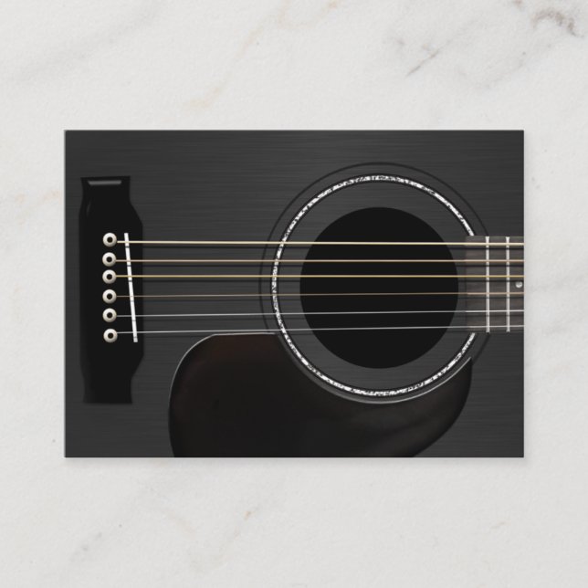 Acoustic Guitar Black Visitkort (Framsida)