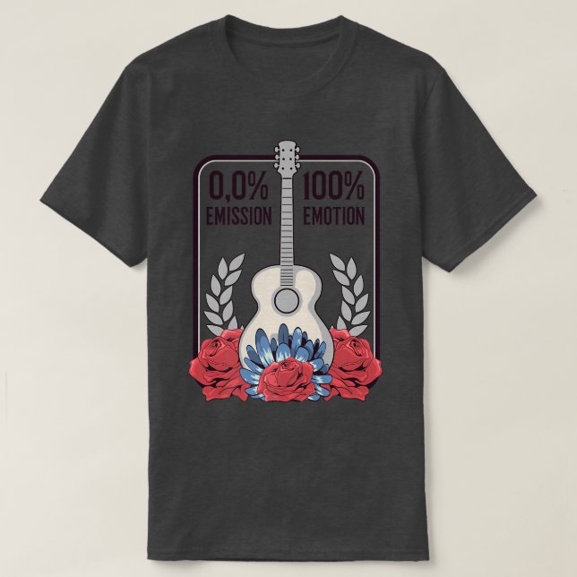 Acoustic Guitar Clothing RoseFunny Music 100 Emoti T Shirt (Design framsida)