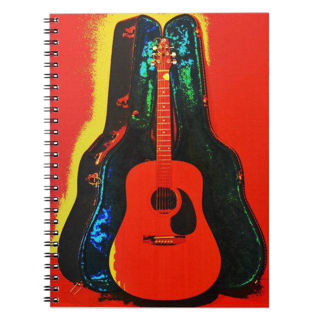 Acoustic Guitar Colorful Poster Art Journal Spiral Anteckningsbok (Framsidan)