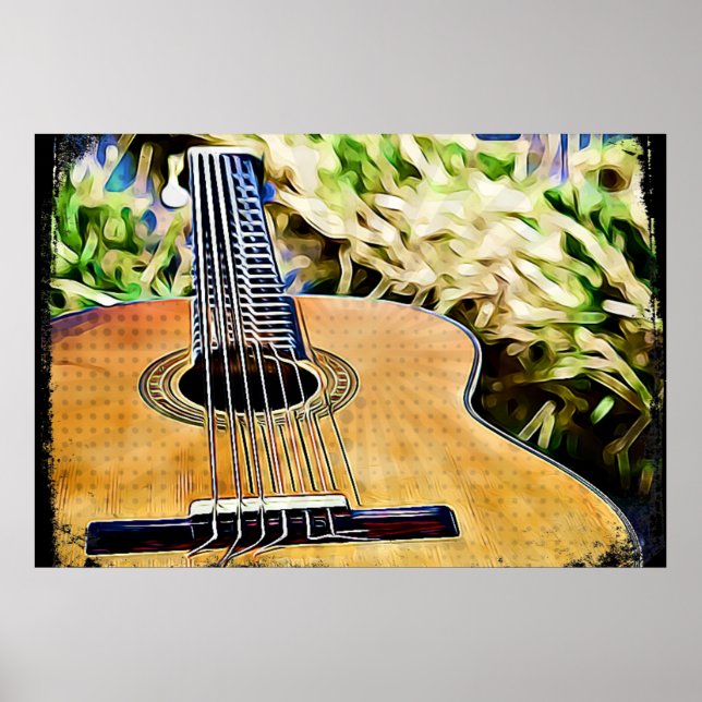 Acoustic Guitar Digital Art Poster (Framsidan)