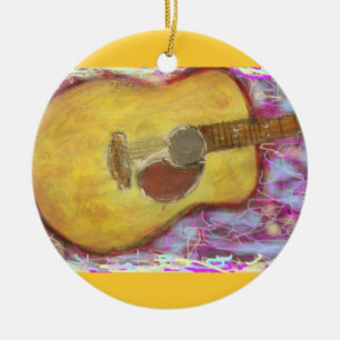 Acoustic Guitar Färg Julgransprydnad Keramik