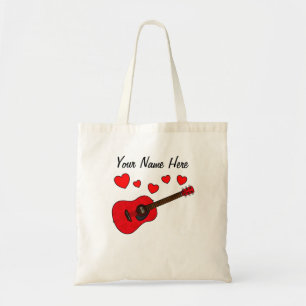 Acoustic Guitar Hearts Guitarist Musician Anpassni Tygkasse