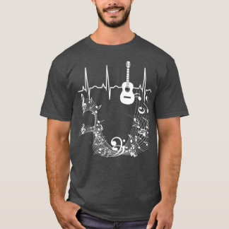 Acoustic Guitar Heartslag Guitar Musician T Shirt