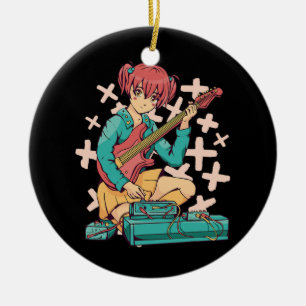 Acoustic Guitar Japansk Music Kawaii Anime Julgransprydnad Keramik