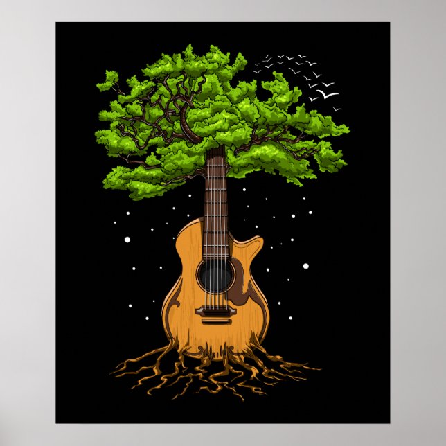 Acoustic Guitar Livets träd Poster (Framsidan)
