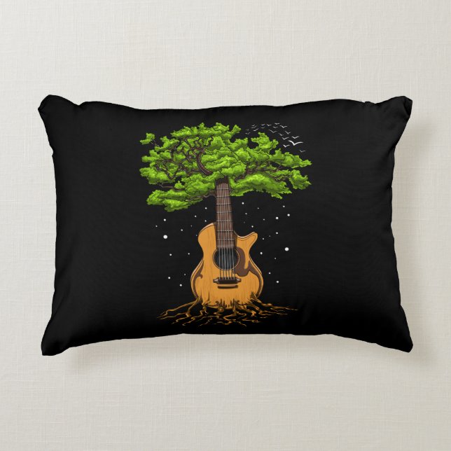 Acoustic Guitar Livets träd Prydnadskudde (Framsidan)