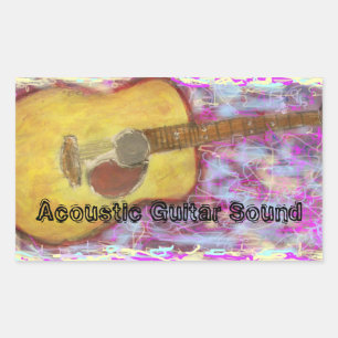 Acoustic Guitar Ljud Rektangulärt Klistermärke