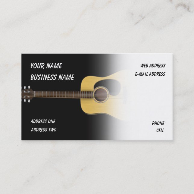 Acoustic Guitar - Music Affärskort Visitkort (Framsida)