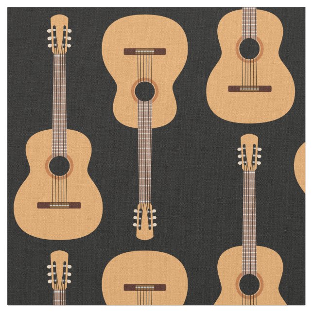 Acoustic Guitar Music Band Mönster Tyg (Närbild)