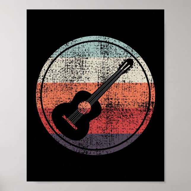 Acoustic Guitar Music Musician Baid Retro Poster (Framsidan)
