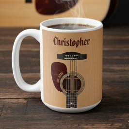Acoustic Guitar Musician Guitarist Brown Name  Kaffemugg