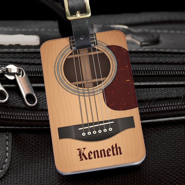 Acoustic Guitar Musician Guitarist Tan Brown Bagagebricka (Acoustic Guitar Musician Guitarist Tan Brown Luggage Tag
)