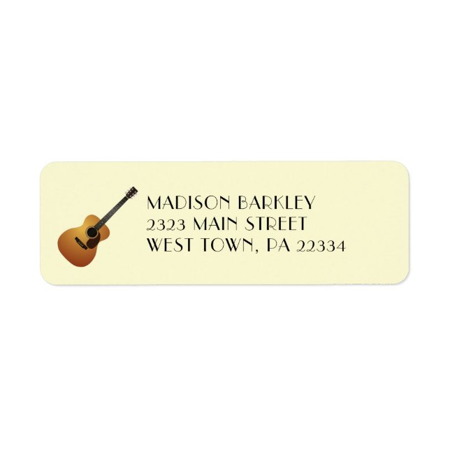 Acoustic Guitar Musician Music Lacher Returadress Etikett (Framsidan)