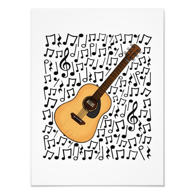 Acoustic Guitar Musik noter Guitarist Musician Fototryck (Framsidan)