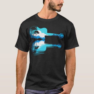 Acoustic Guitar Nature City Silhouette T Shirt