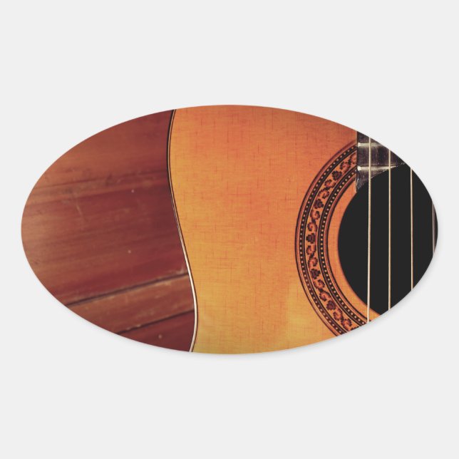 Acoustic Guitar Ovalt Klistermärke (Framsida)