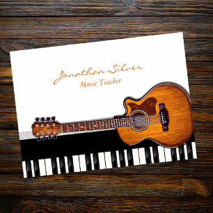 Acoustic Guitar Piano Nycklar Music Teacher Visitkort