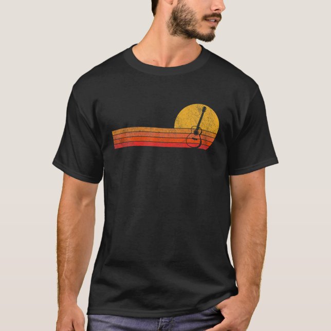 Acoustic Guitar Player Guitarist Musician Retro Su T Shirt (Framsida)
