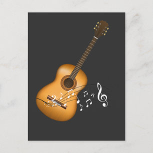 Acoustic Guitar Player Musik noter Art Musician Vykort