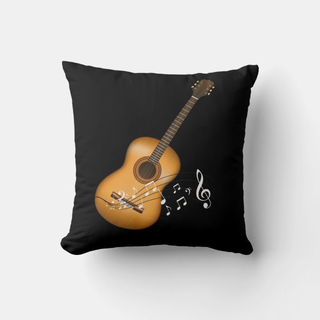 Acoustic Guitar Player Musik noter Art Musiker Kudde (Framsida)