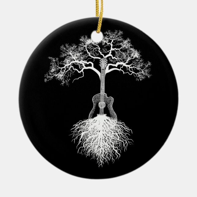 Acoustic Guitar Player Nature Träd Musician Music Julgransprydnad Keramik (Framsidan)