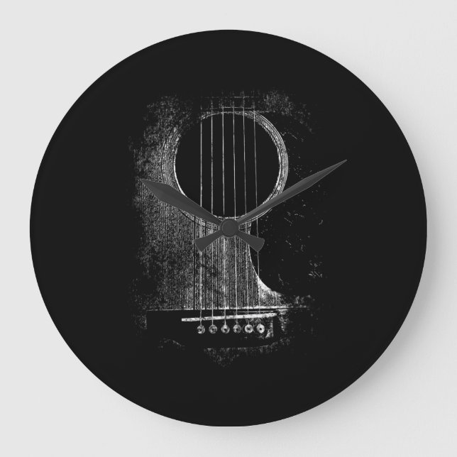 Acoustic Guitar Player Sex String Sten & Roll Stor Klocka (Framsida)