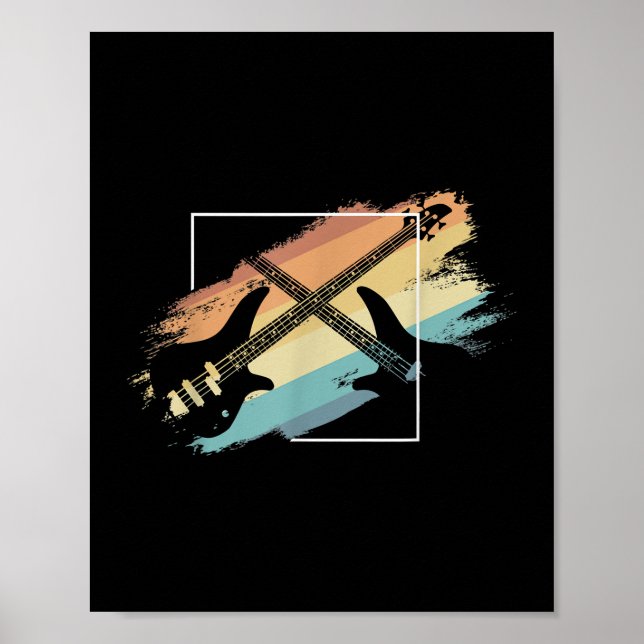 Acoustic Guitar Retro Music Player Musician Bass Poster (Framsidan)