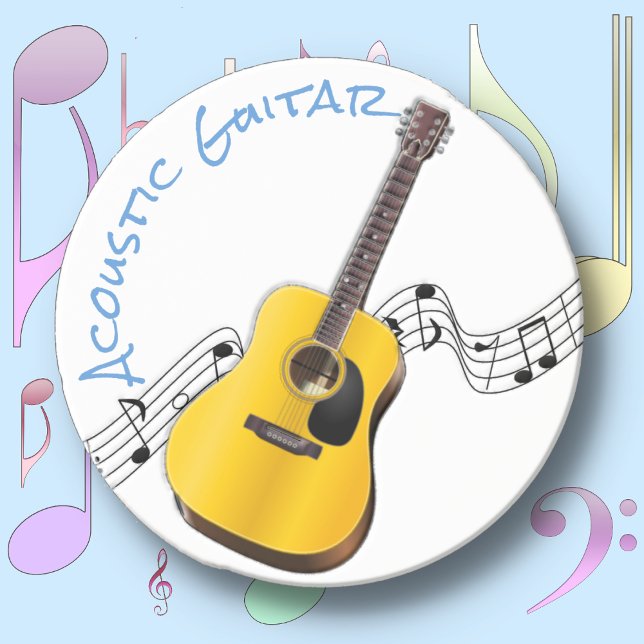 ACOUSTIC GUITAR - Round Limestone Beverage Coaster Underlägg (Skapare uppladdad)