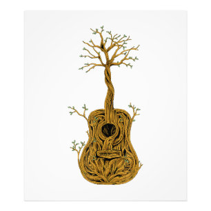 Acoustic Guitar Shirt Livets träd Guitar Player G Fototryck