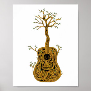Acoustic Guitar Shirt Livets träd Guitar Player G Poster
