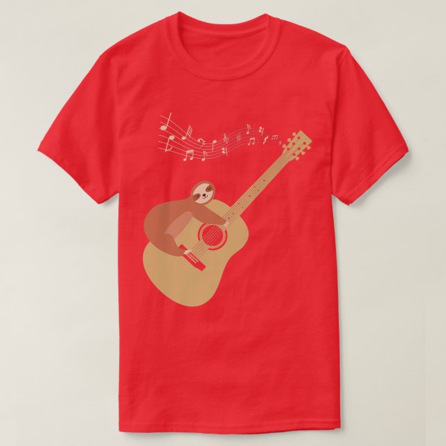 Acoustic Guitar Sloth Hug52 T Shirt (Design framsida)