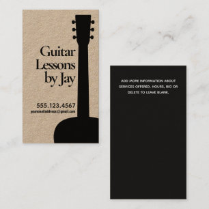 Acoustic Guitar Teacher Guitarist Kraft Visitkort