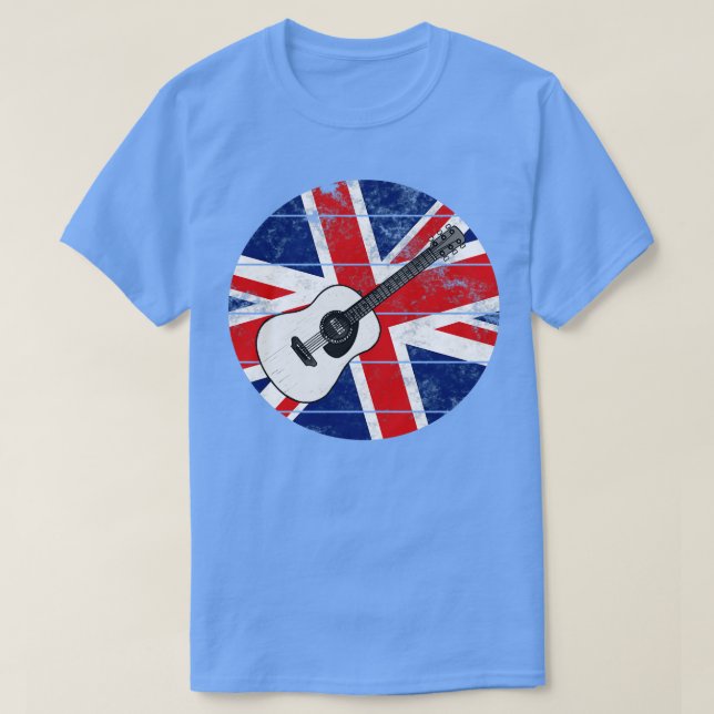 Acoustic Guitar UK Flagga Britain Guitarist Britis T Shirt (Design framsida)