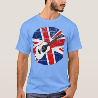 Acoustic Guitar UK Flagga Britain Guitarist Britis T Shirt