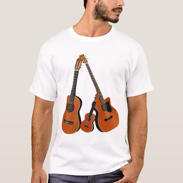Acoustic Guitar Ukulele och Acoustic Bass T-shirt (Framsida)